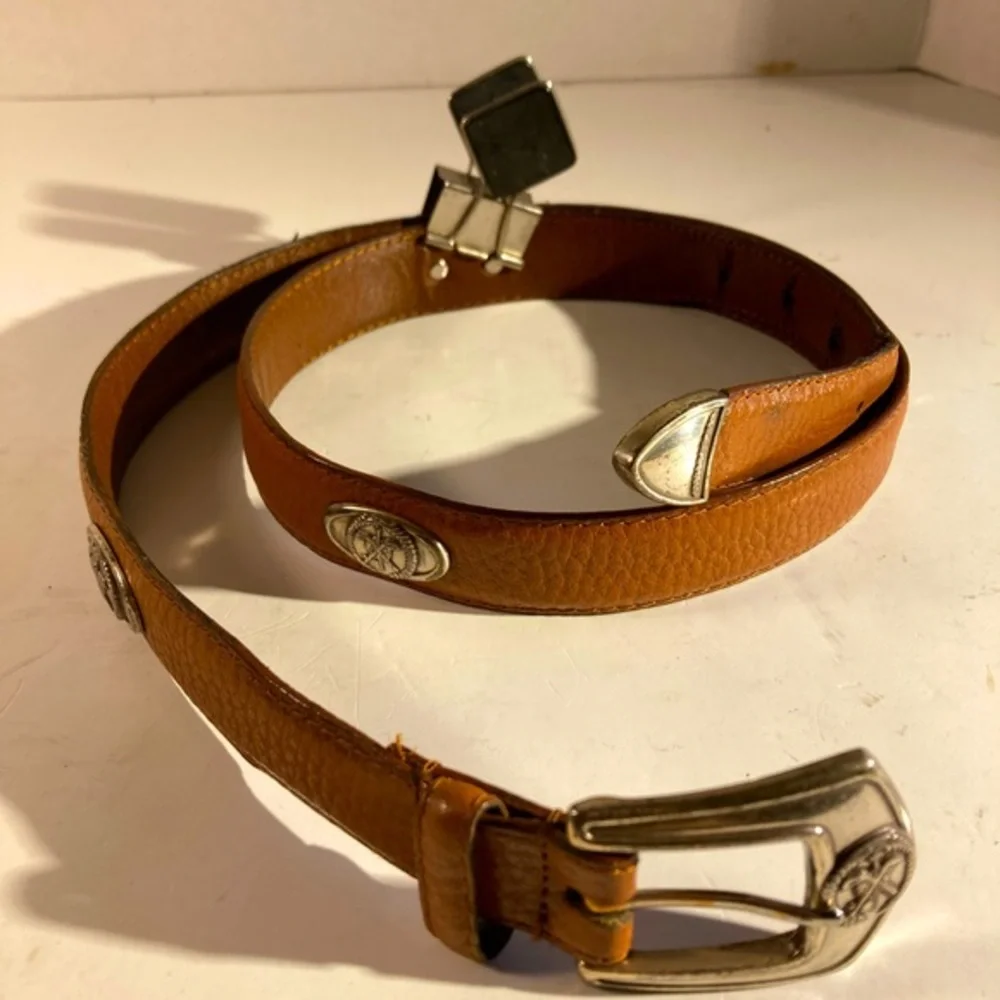 Vintage Colt American Brown Leather With Silver Medallions Golf Belt